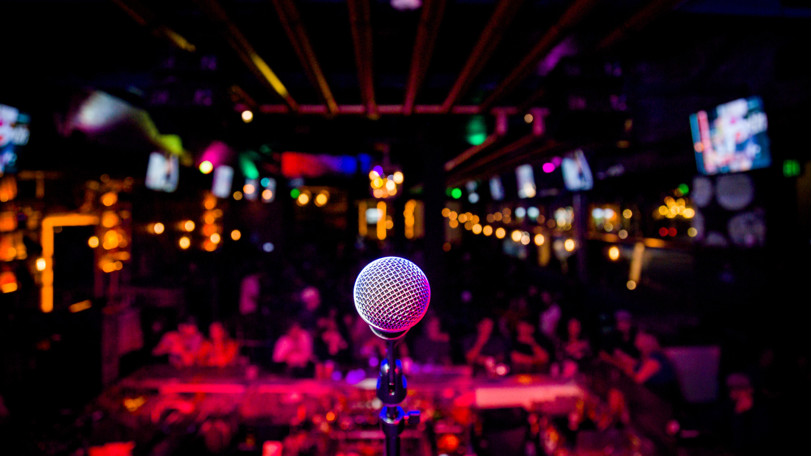 Microphone at a Comedy Show or Music Performance Show on Stage Entertainment